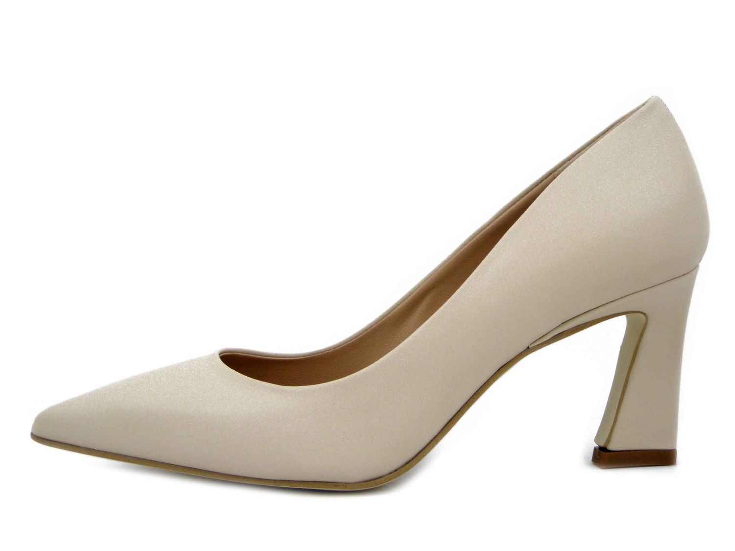 Scarpe Donna DecolletÃ© in Pelle Beige, Tacco Medio 7 cm, Osvaldo Pericoli - 7528