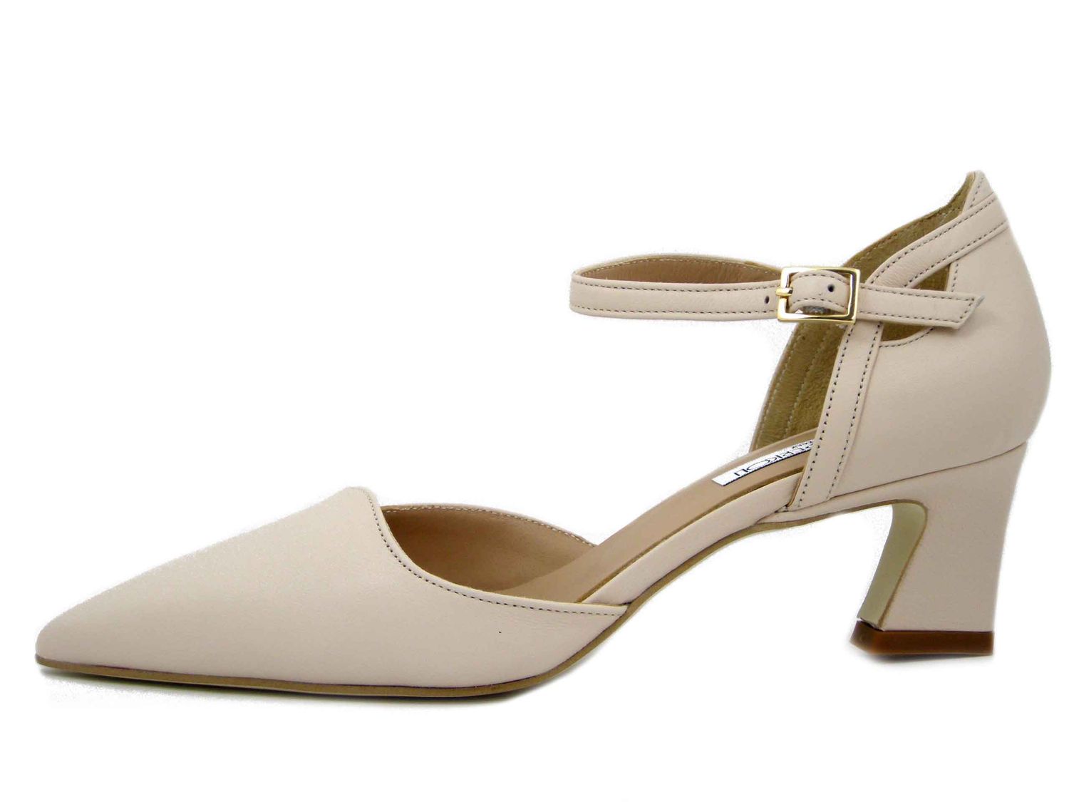 DecolletÃ© aperta in Pelle Rosa Cipria, Tacco Medio 5 cm, Osvaldo Pericoli - 5523