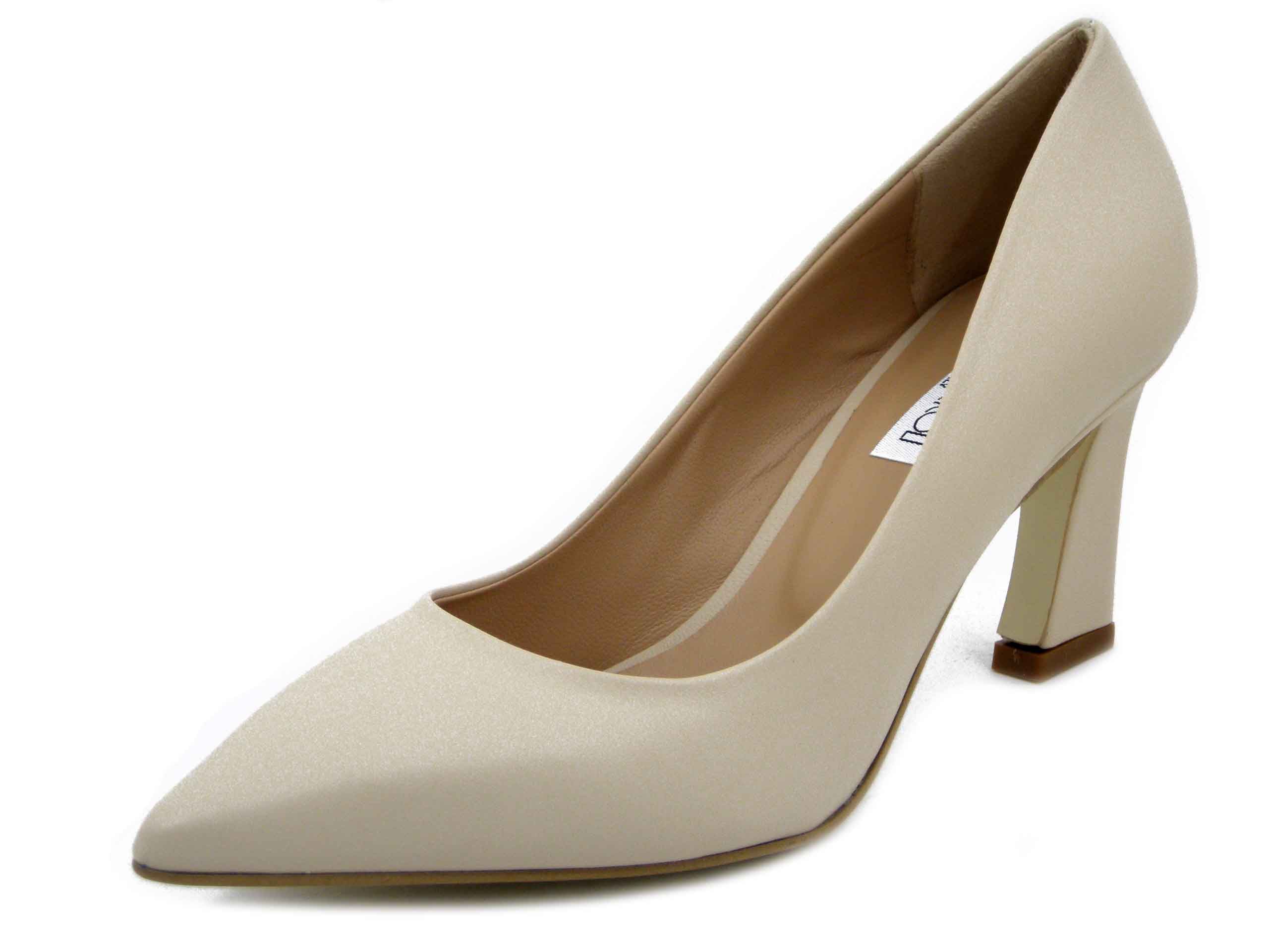 Scarpe Donna Decolleté in Pelle Beige, Tacco Medio 7 cm, Osvaldo Pericoli - 7528