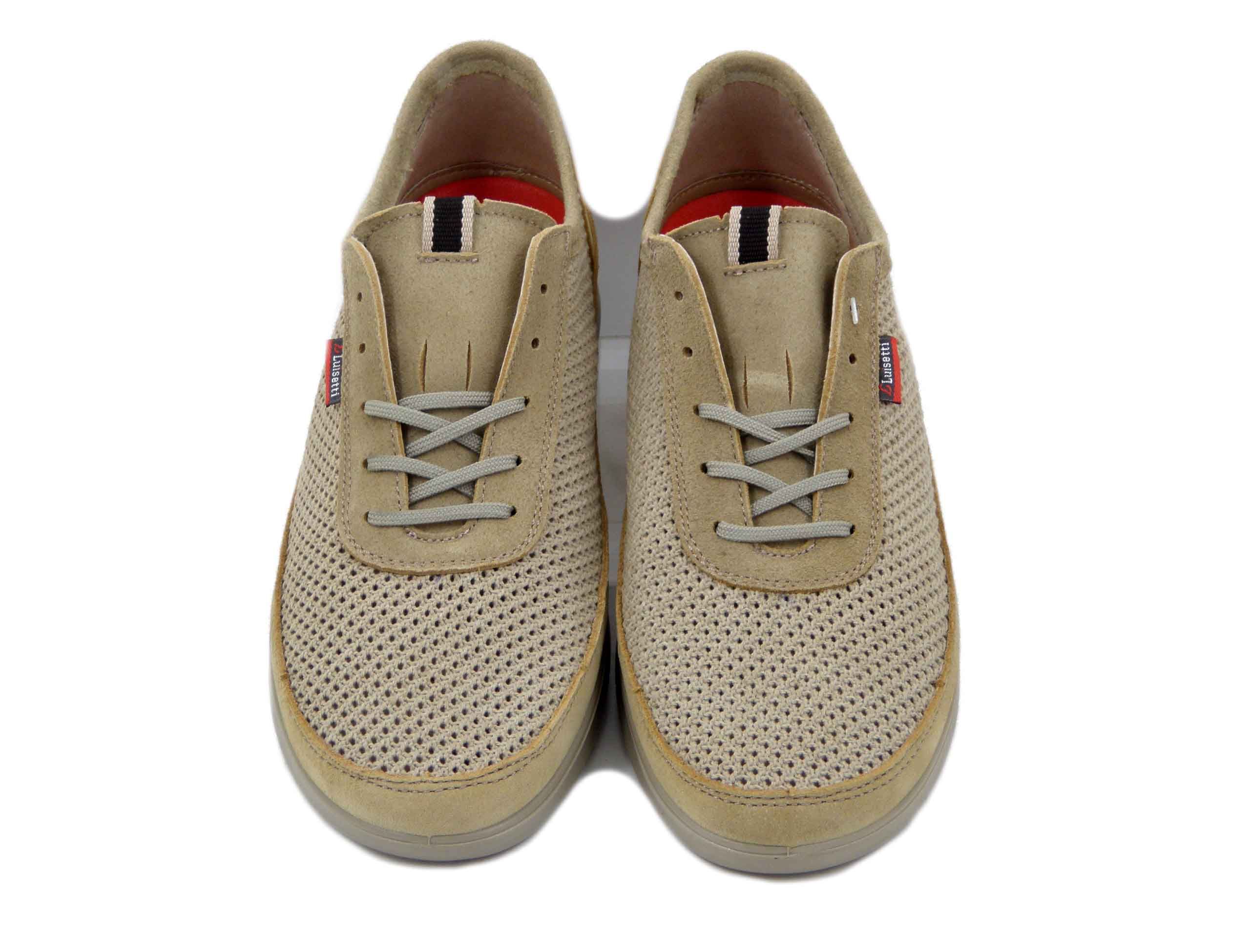 Scarpe Uomo Estive in Pelle e Tessuto Intrecciato Beige, Plantare Estraibile, Luisetti - 38501