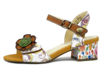 Sandalo Donna Multicolore fantasia Floreale con Strap, Tacco Basso 5 cm, LAURA VITA - HUCBIO43