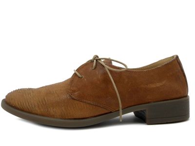 Scarpe Donna Stringate Derby in Pelle Marrone Cuoio, Tacco Basso, Osvaldo Pericoli - LONDRA57