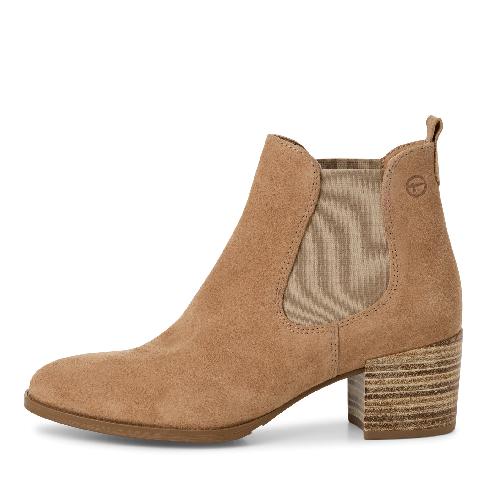 Stivaletti Donna Estivi in Pelle Camoscio Beige, Tacco Medio 6 cm, Tamaris - 25342