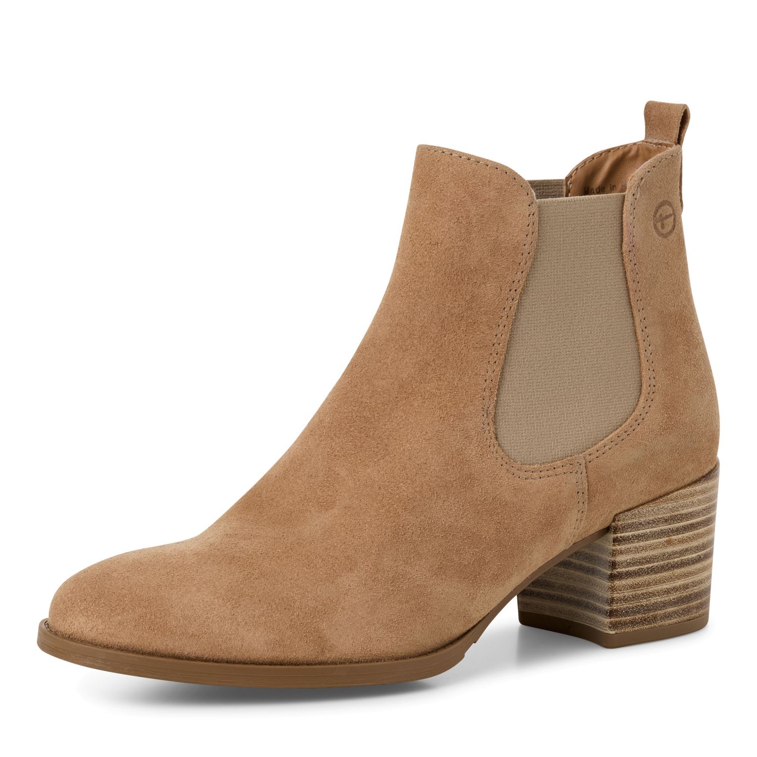 Stivaletti Donna Estivi in Pelle Camoscio Beige, Tacco Medio 6 cm, Tamaris - 25342