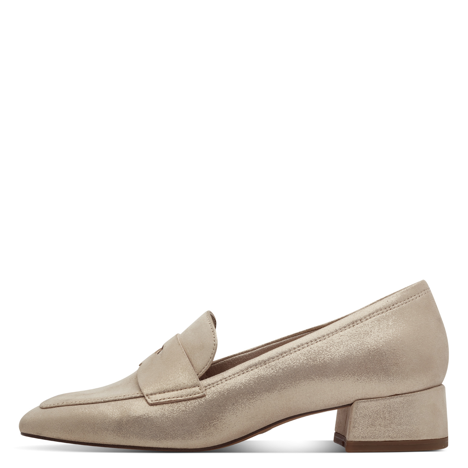 Mocassini Donna in Pelle Beige Champagne, Tacco Basso 3 cm, Tamaris - 24309