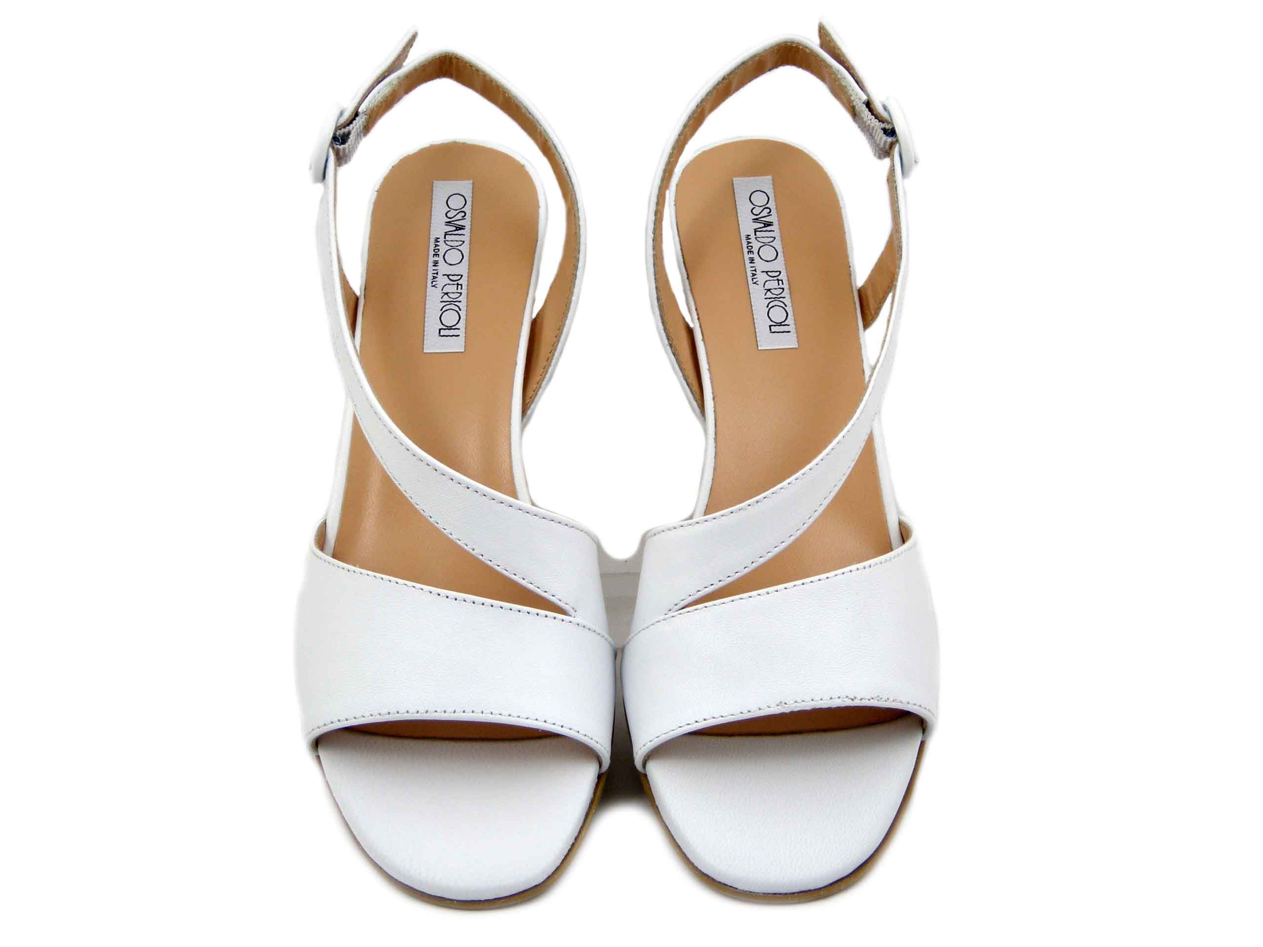Sandali Donna in Pelle Bianco, Tacco Medio 5 cm, Osvaldo Pericoli - E5TR60