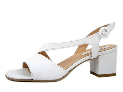 Sandali Donna in Pelle Bianco, Tacco Medio 5 cm, Osvaldo Pericoli - E5TR60