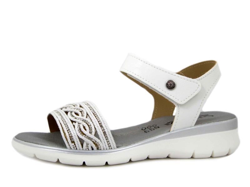 Sandali Donna Bianchi con strass Argento, Zeppa Bassa, CINZIA SOFT - 35000