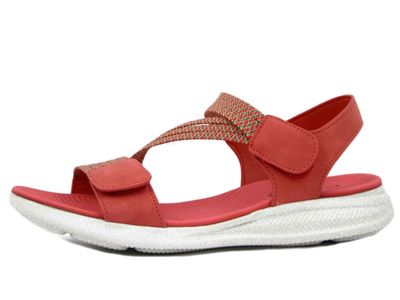 Sandali Donna Rossi Elasticizzati con Doppio Strap, Zeppa Bassa, CINZIA SOFT - MCS101