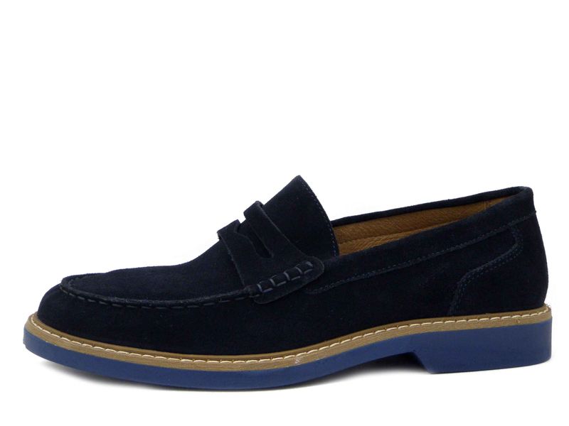 Mocassini Uomo in Pelle Camoscio Blu, Sottopiede Estraibile, IMAC - 750521