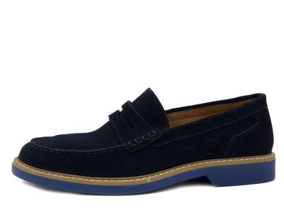 Mocassini Uomo in Pelle Camoscio Blu, Sottopiede Estraibile, IMAC - 750521