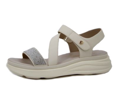 Sandali Donna Beige con Strass, Zeppa Bassa, LUMBERJACK - 4506