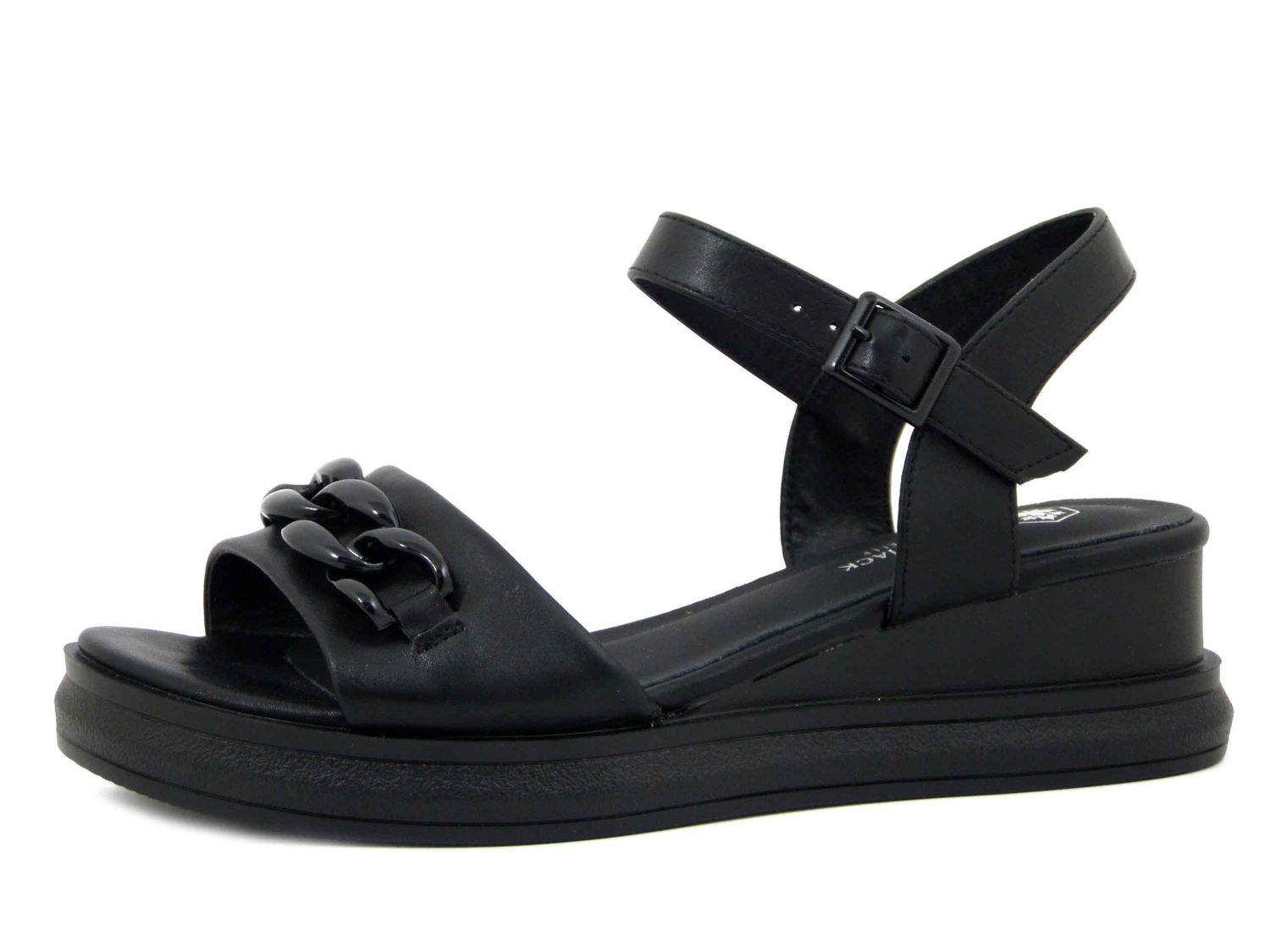 Sandali Donna Neri con Catena, Zeppa Media 5 cm, LUMBERJACK - 4006