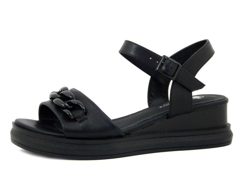 Sandali Donna Neri con Catena, Zeppa Media 5 cm, LUMBERJACK - 4006