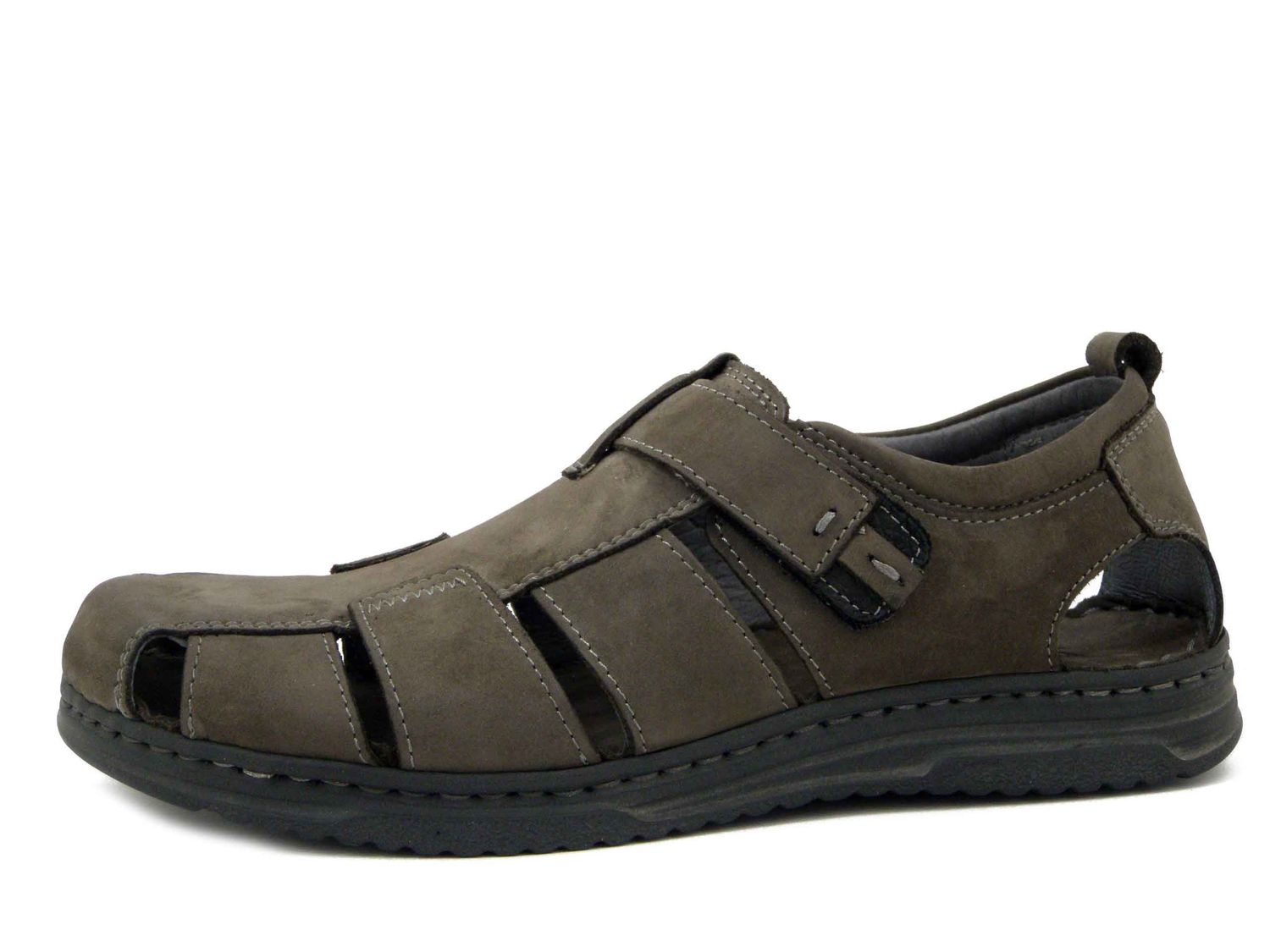Scarpe Aperte Estive Uomo in Pelle Marrone, Chiusura a Strap, Walk in The City - 40760