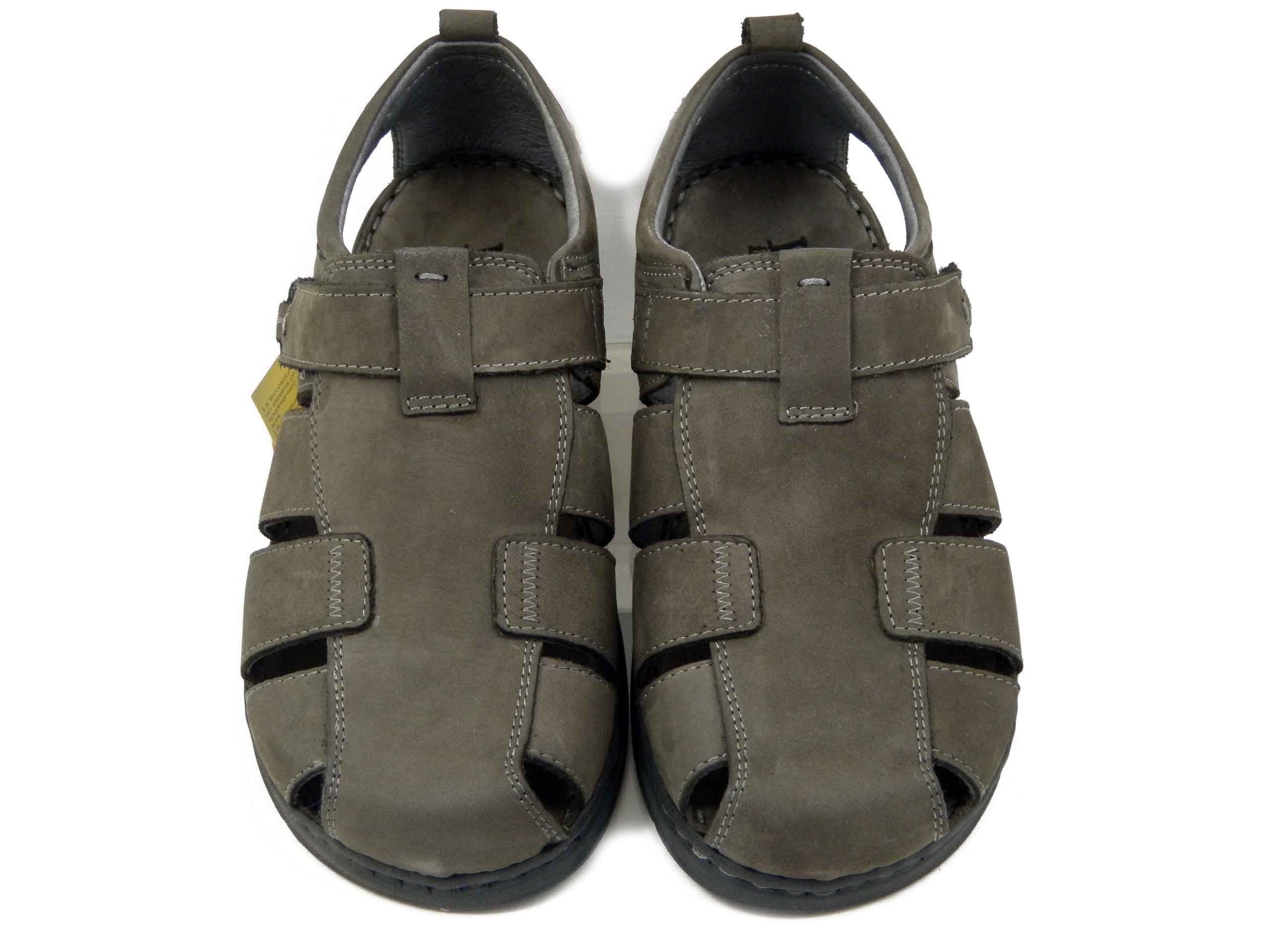 Scarpe Aperte Estive Uomo in Pelle Marrone, Chiusura a Strap, Walk in The City - 40760