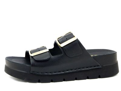 Sandali Ciabatte Mules Platform in Pelle Nero, Walk in The City - 50810