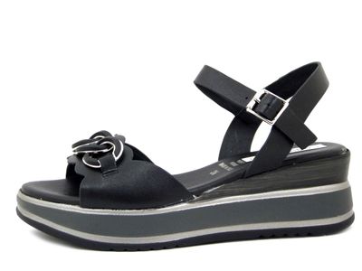 Sandali Donna in Pelle Nero, Zeppa Bassa 5 cm, Osvaldo Pericoli - 19234