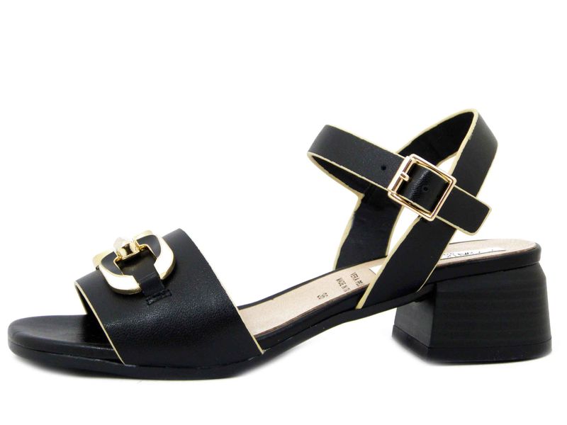 Sandali Donna in Pelle Nero, Tacco Basso 4 cm, Osvaldo Pericoli - 30288