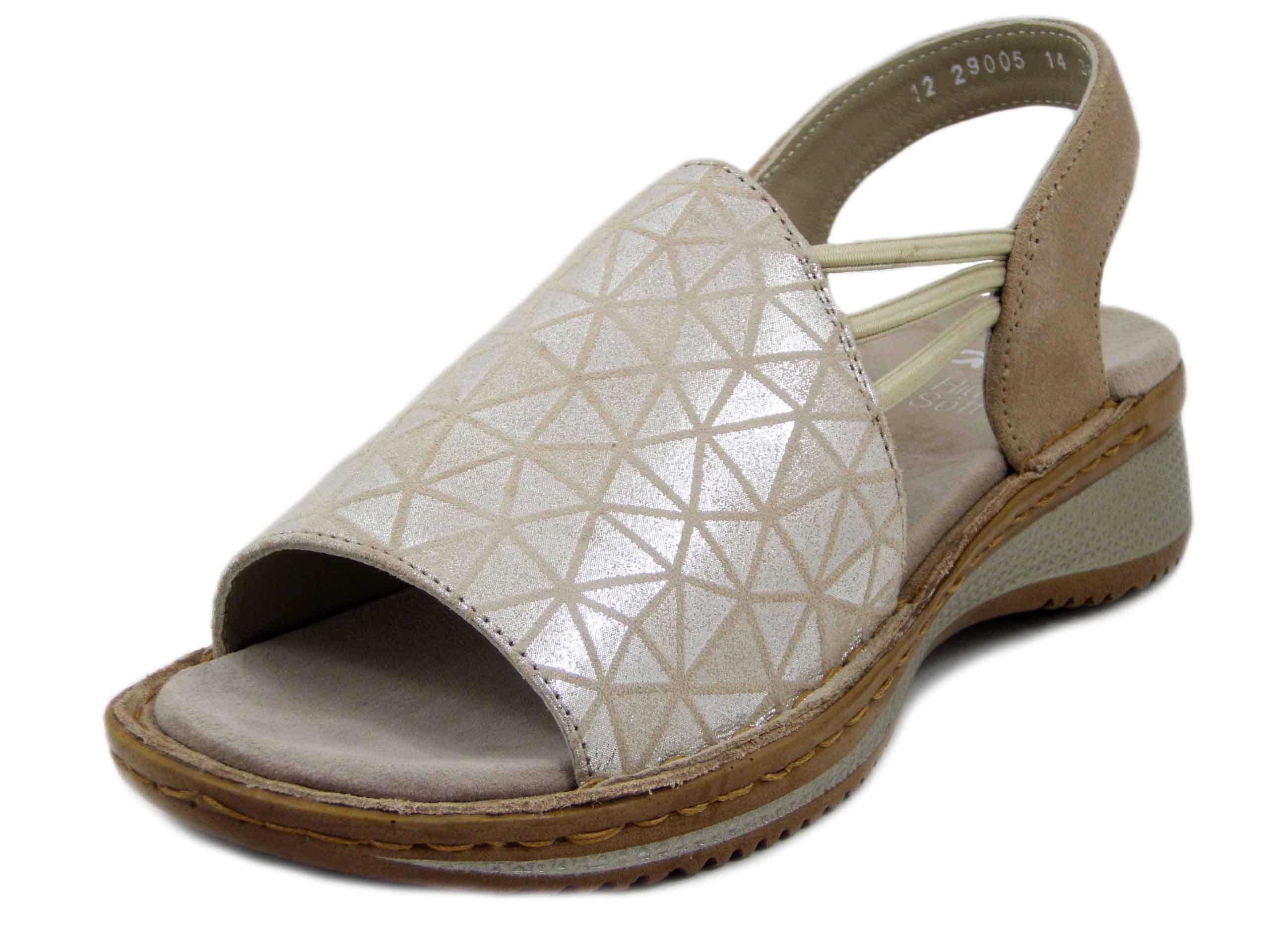 Sandali Donna in Pelle Beige con Elastico, Pianta Larga, Zeppa Bassa, ARA 29005
