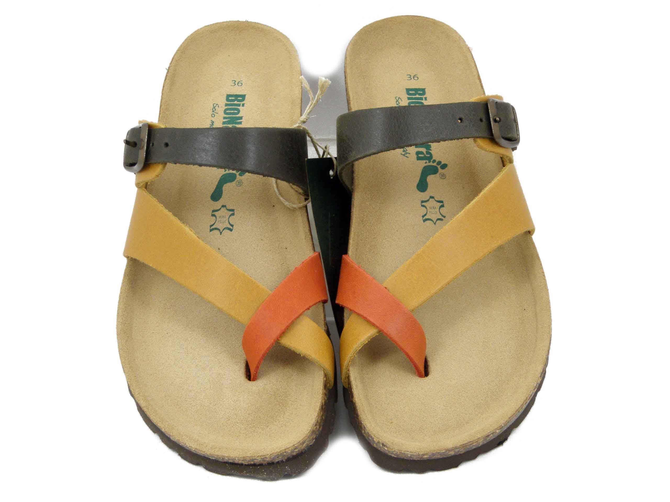 Sandali Donna Infradito in Pelle Multicolore, Zeppa Bassa, BIONATURA - 12A456M2502