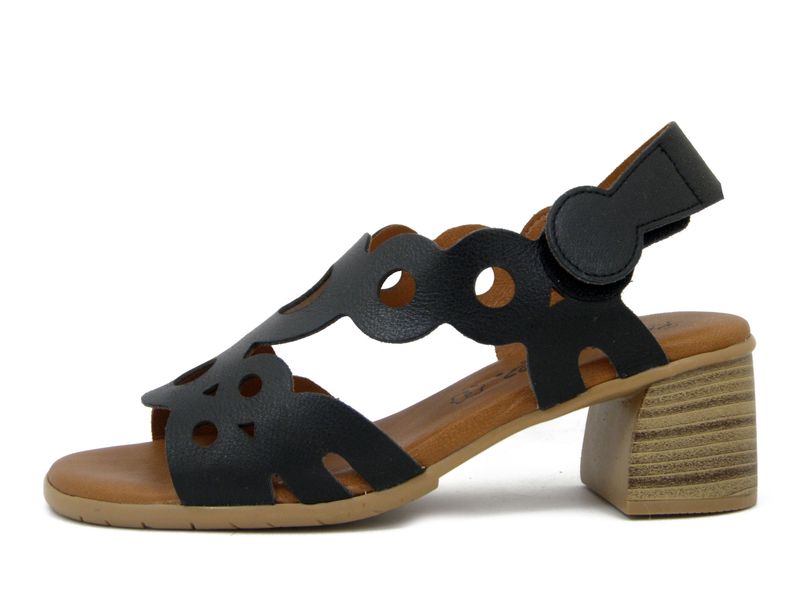 Sandali Donna in Pelle Nero, Tacco Medio 5 cm, Raquel Perez - 22425