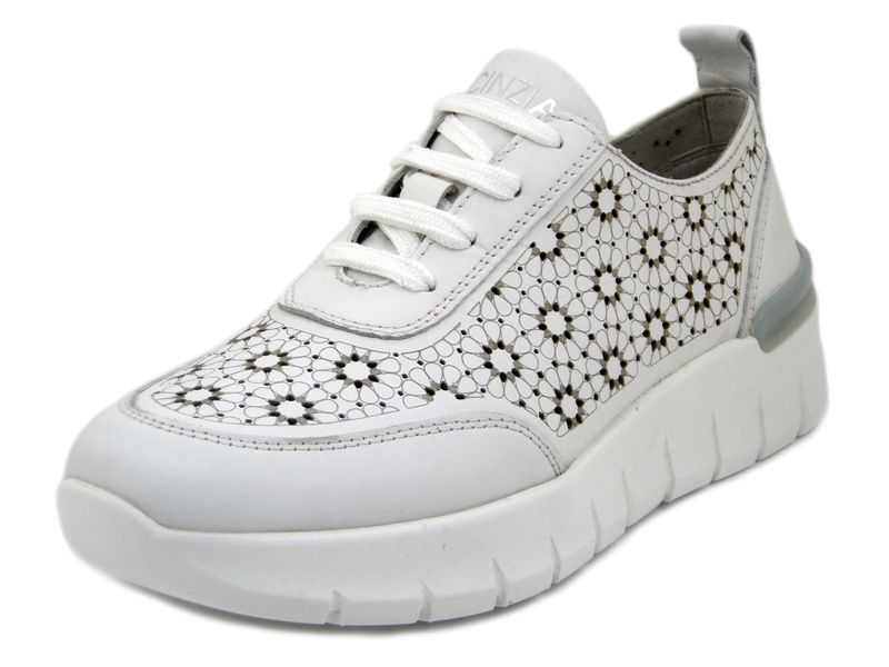 Sneakers Donna in Pelle Bianco, Plantare Estraibile, CINZIA SOFT - 722882