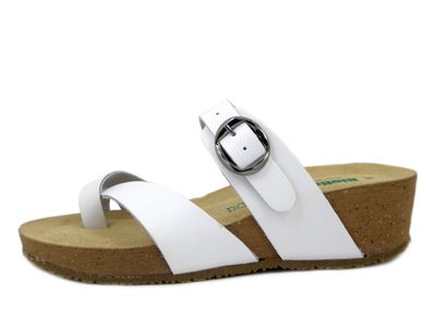 Sandali Donna Infradito in Pelle Bianco, Zeppa Bassa 4 cm, BIONATURA - 28A729XE25