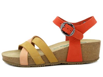 Sandali Donna in Pelle Multicolore, Zeppa Bassa 4 cm, BIONATURA - 28A2417E25
