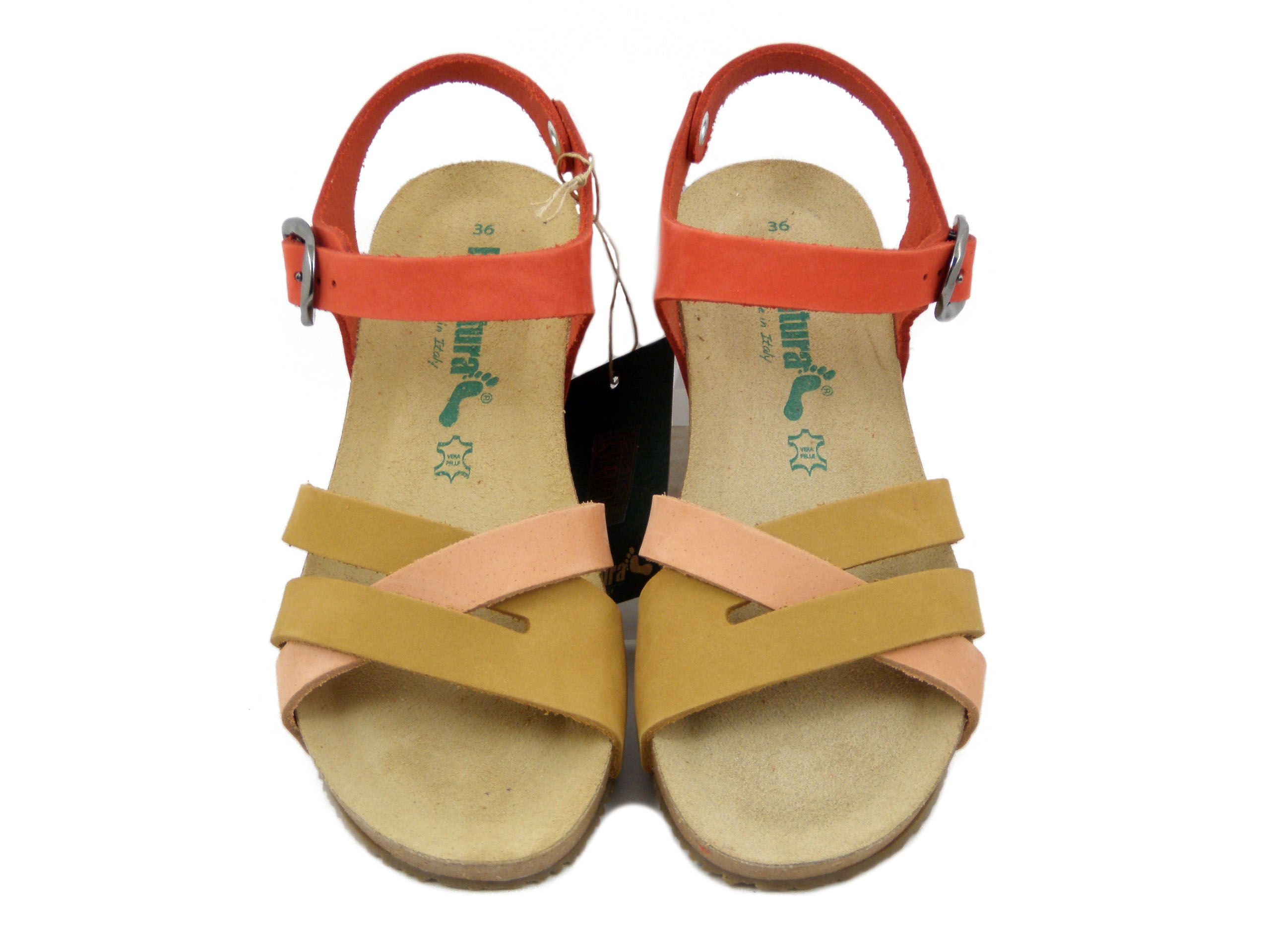 Sandali Donna in Pelle Multicolore, Zeppa Bassa 4 cm, BIONATURA - 28A2417E25