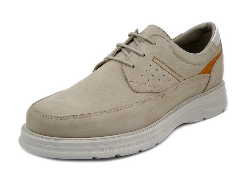 Scarpe Uomo in Pelle Nabuk Beige, Plantare Estraibile, Himalaya - 3285