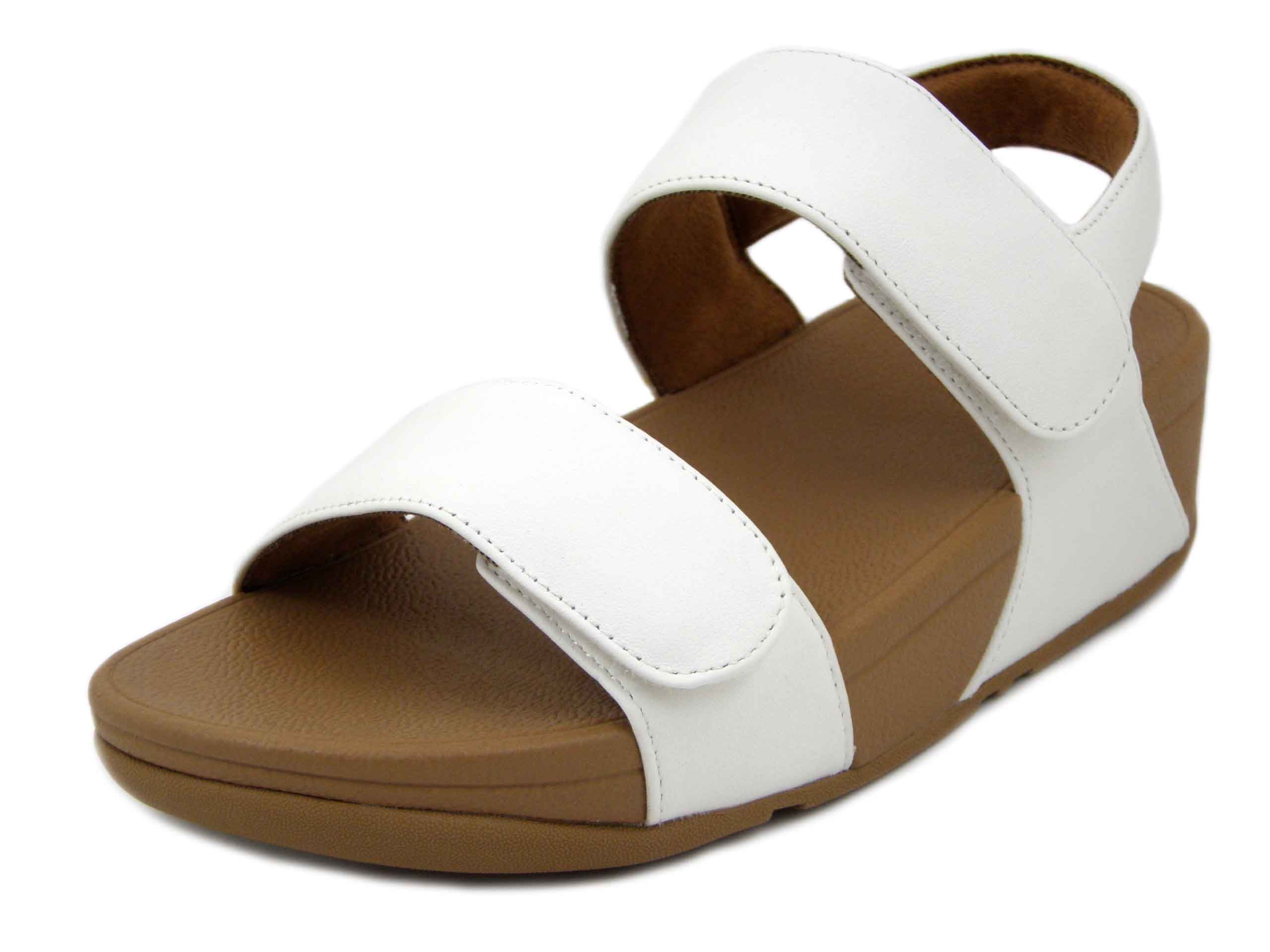 Sandali Donna in Pelle Bianco con Strap, Zeppa Bassa, FITFLOP - FV8194