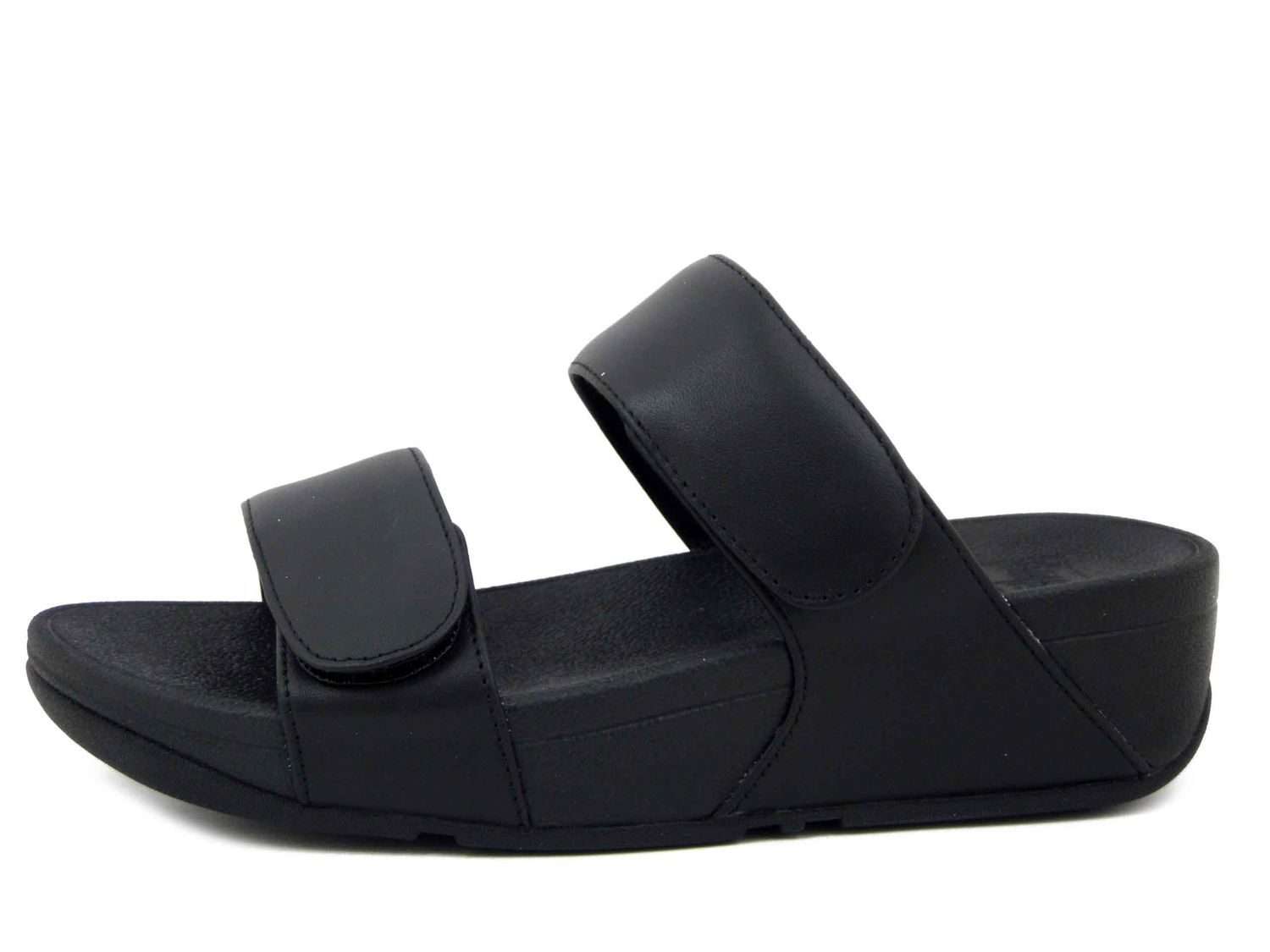 Sandali Ciabatte Donna in Pelle Nero con Strap, Zeppa Bassa, FITFLOP - FV6090