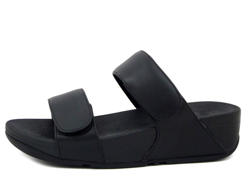 Sandali Ciabatte Donna in Pelle Nero con Strap, Zeppa Bassa, FITFLOP - FV6090