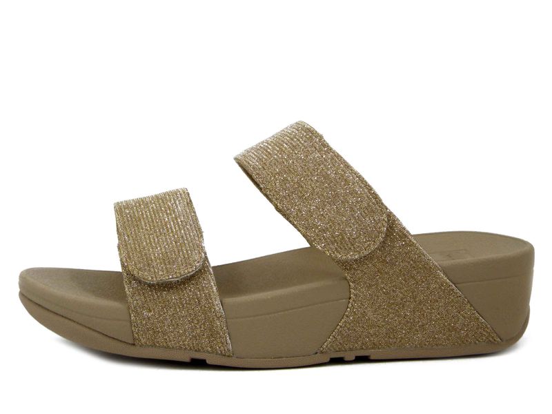 Sandali Ciabatte Donna in Tessuto Glitter Oro con Strap, Zeppa Bassa, FITFLOP - FZ9A94