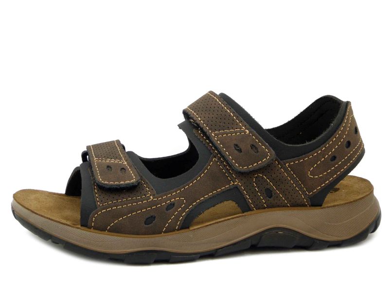 Sandali Uomo in Eco Pelle Marrone con Doppio Strap, Sottopiede Vera Pelle, Inblu - TO08