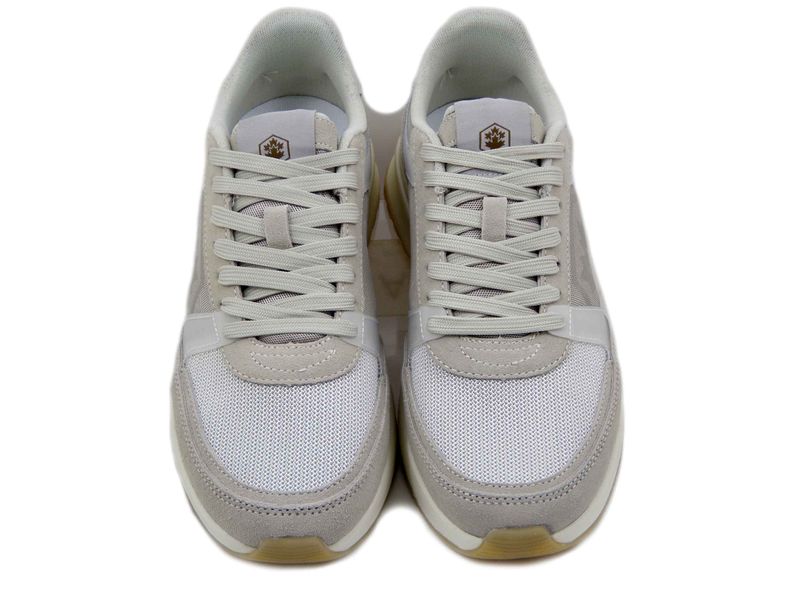Sneakers Uomo in Pelle e Tessuto Bianco, Plantare Memory Estraibile, Lumberjack - 2912