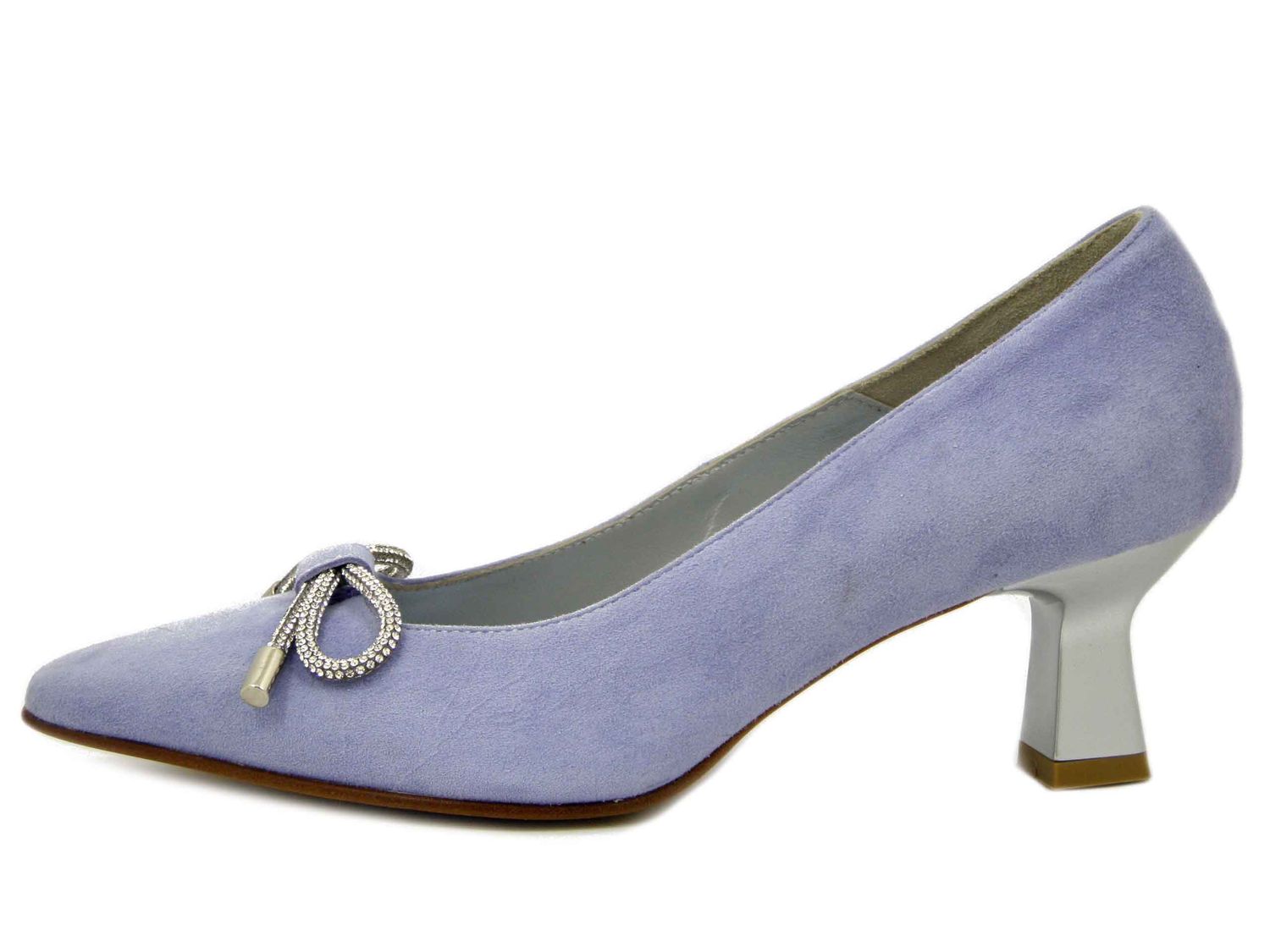 Scarpe Donna Gioiello Pelle Camoscio Lilla, Tacco Medio 5 cm, Vernissage di Soffice Sogno - 23561