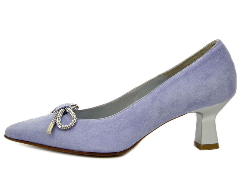 Scarpe Donna Gioiello Pelle Camoscio Lilla, Tacco Medio 5 cm, Vernissage di Soffice Sogno - 23561