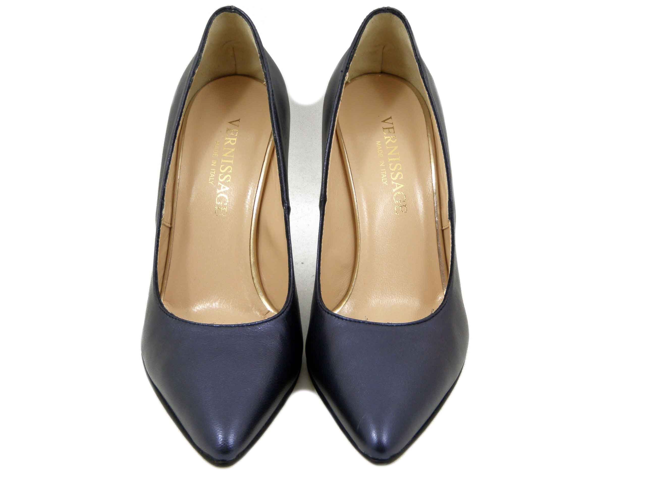 Scarpe Donna Decolleté in Pelle Nappa Blu, Tacco Alto 9 cm, Vernissage di Soffice Sogno - 23620