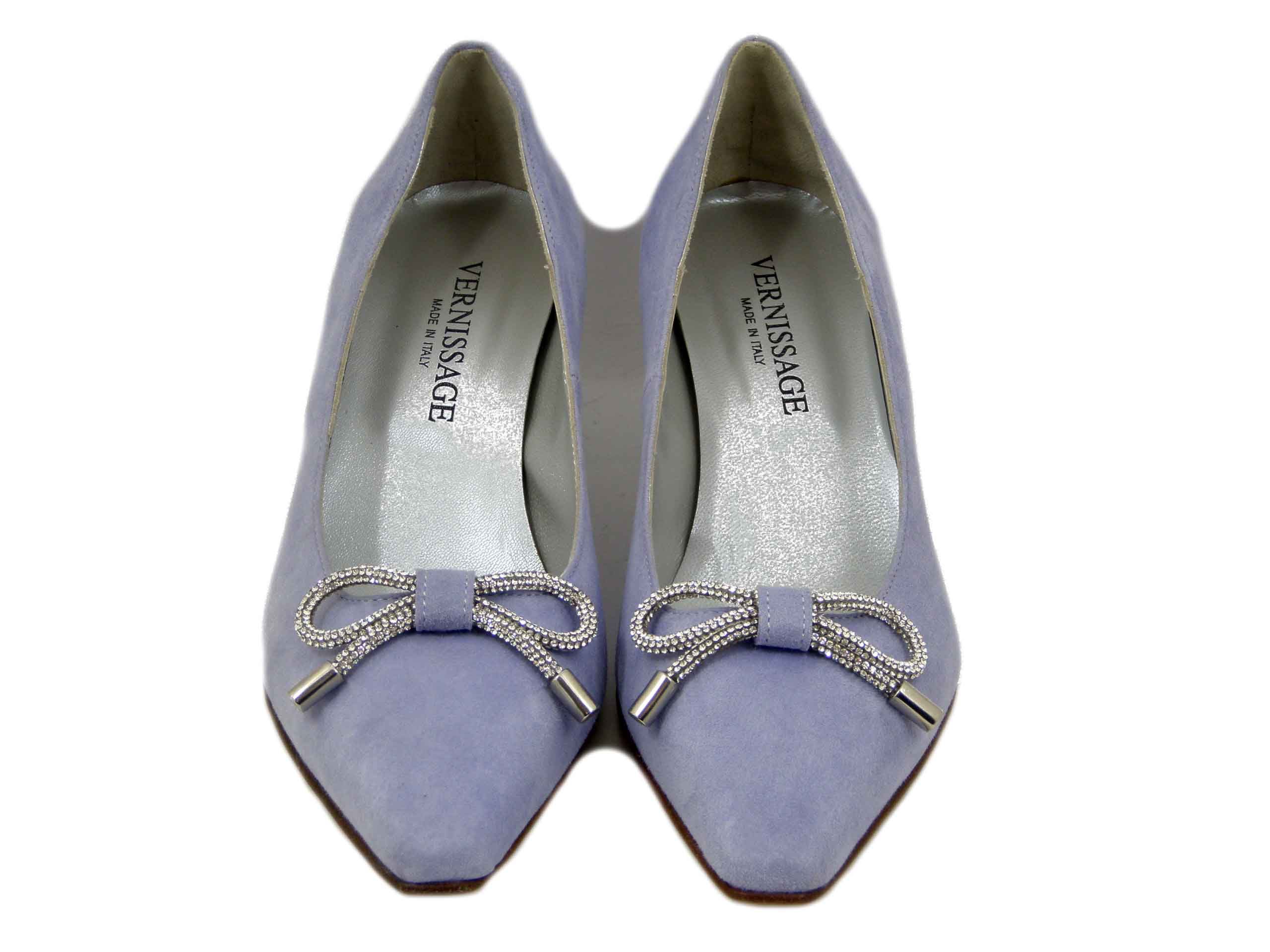 Scarpe Donna Gioiello Pelle Camoscio Lilla, Tacco Medio 5 cm, Vernissage di Soffice Sogno - 23561