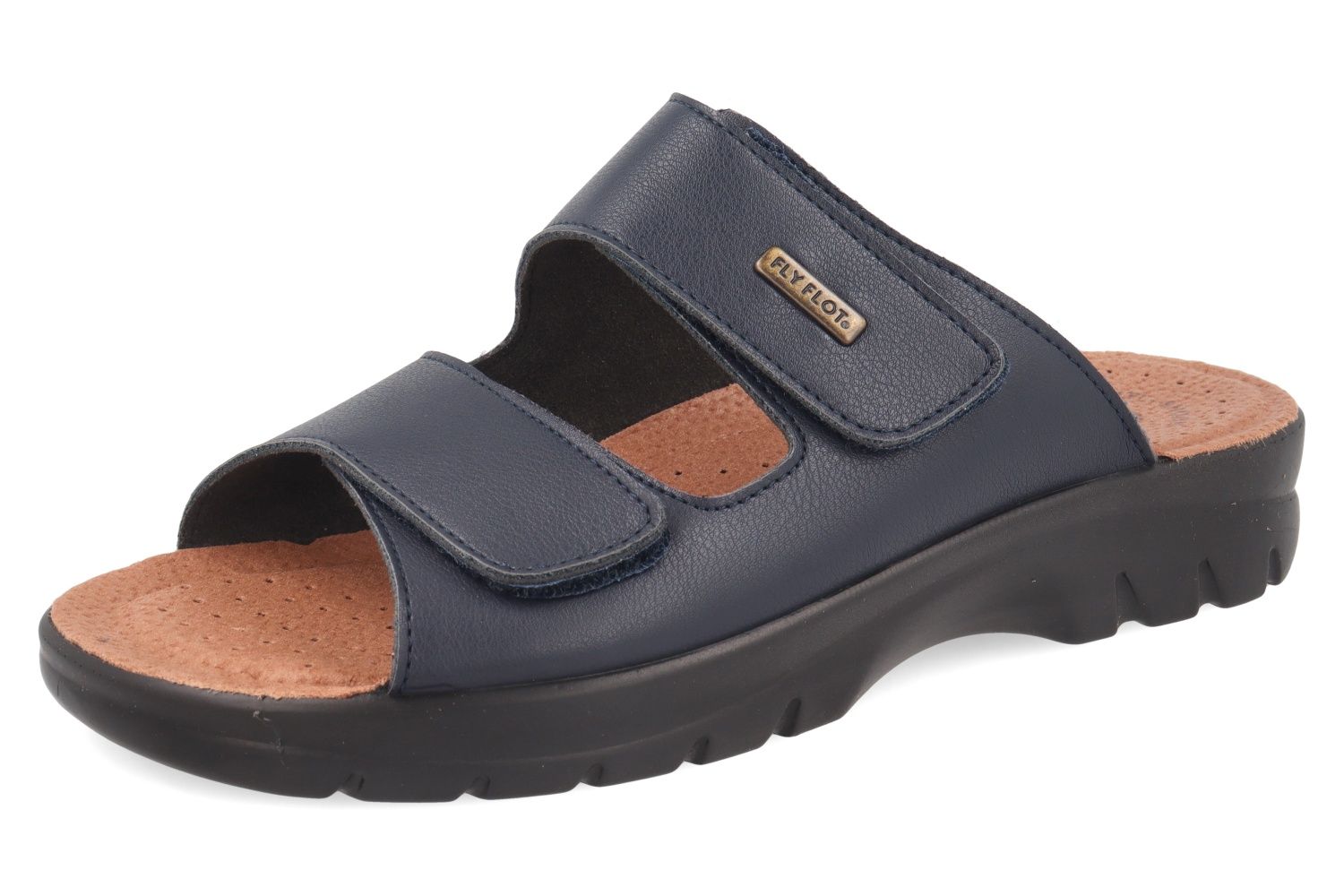 Ciabatte Uomo in Eco Pelle Blu, Doppio Strap, Sottopiede Vera Pelle, FLYFLOT - 62021