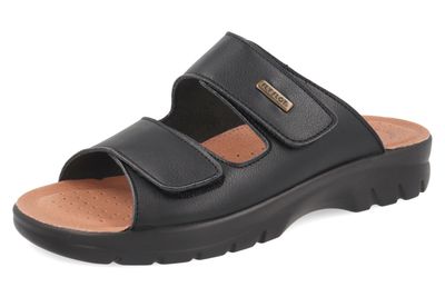 Ciabatte Uomo in Eco Pelle Nero, Doppio Strap, Sottopiede Vera Pelle, FlyFlot - 62021