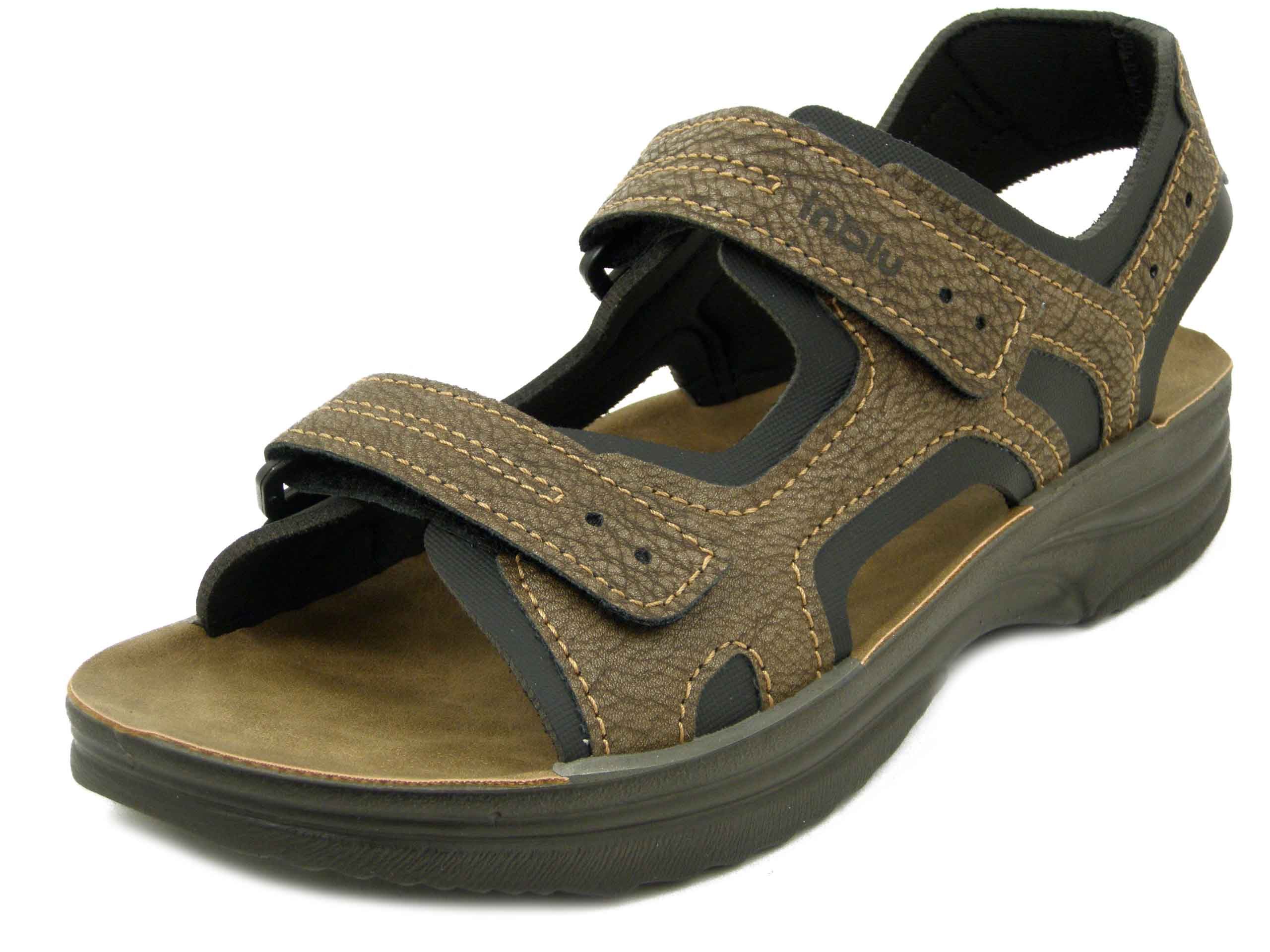 Sandali Uomo in Eco Pelle Marrone con Doppio Strap, Inblu - RY29