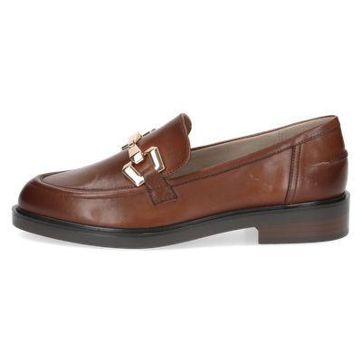 Mocassini Donna in Pelle Marrone Cuoio, Tacco Basso 3 cm, CAPRICE - 24200
