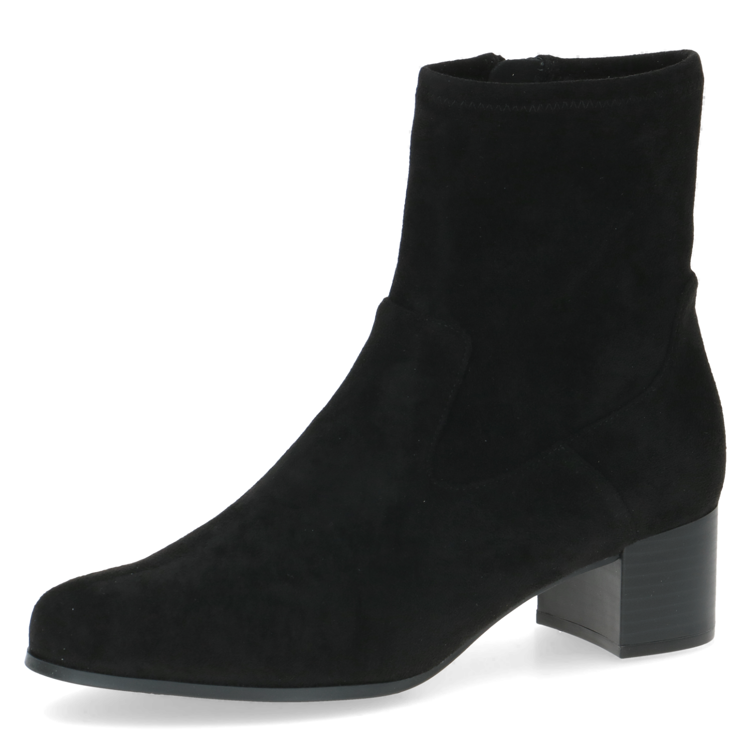 Stivaletti Donna in Tessuto Nero Semi Elasticizzato, Tacco Medio 5 cm, Plantare Estraibile, CAPRICE - 25316