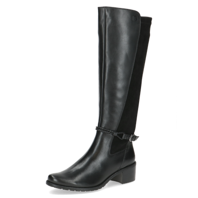 Stivali Donna in Pelle Nero, Gambale Elasticizzato, Tacco Basso, CAPRICE - 25600 Stivali Donna in Pelle Nero, Gambale Elasticizzato, Tacco Basso, CAPRICE - 25600