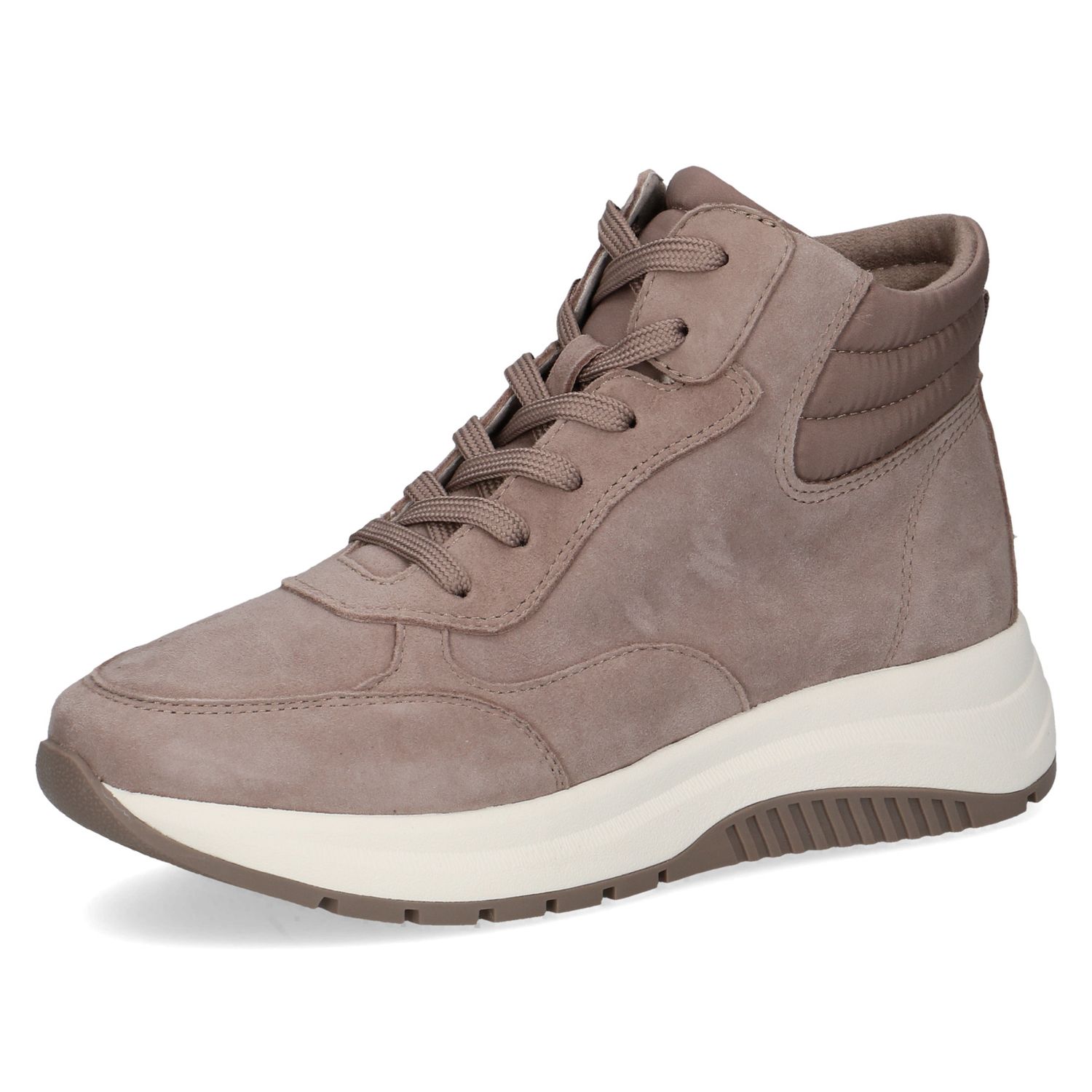 Scarponcini Donna in Pelle Camoscio Beige Taupe, Plantare Estraibile, Zeppa Bassa, CAPRICE - 25203