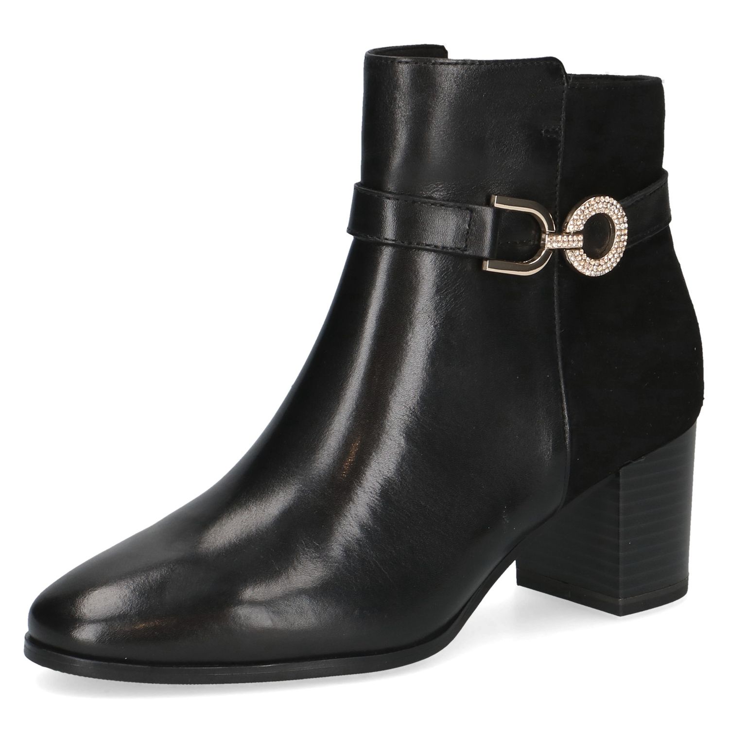 Stivaletti Donna in Pelle Nero, Tacco Medio 6 cm, CAPRICE, 25302