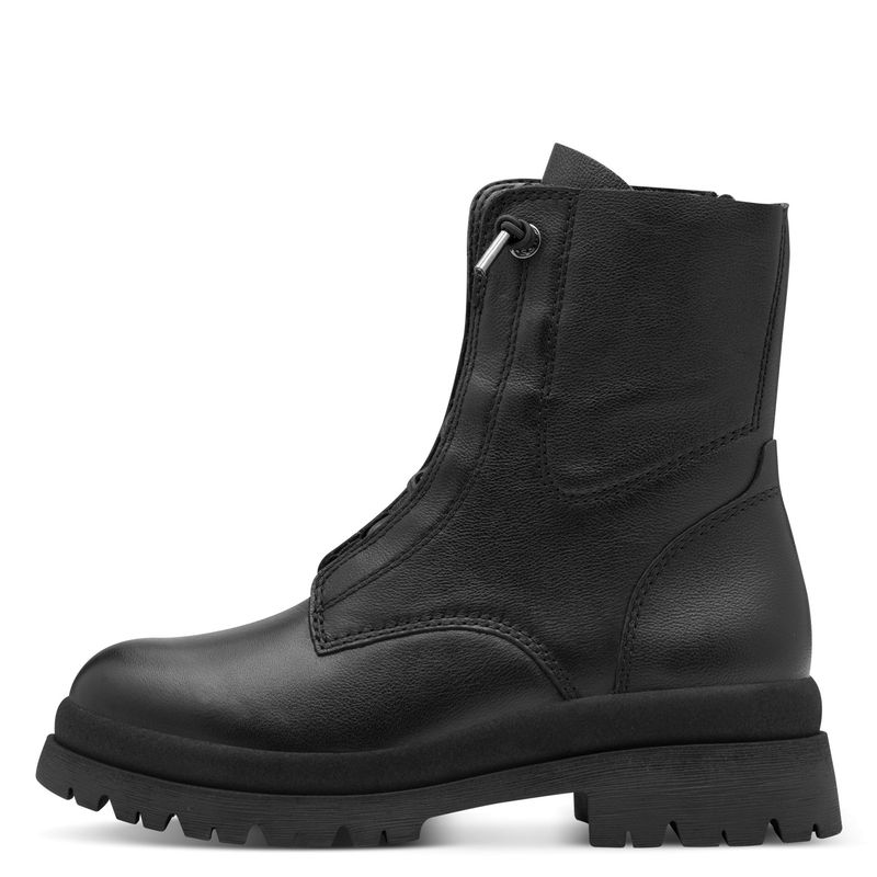 Stivaletti Anfibi Donna in Pelle Nero, Suola Antiscivolo, Tamaris - 25253 Stivaletti Anfibi Donna in Pelle Nero, Suola Antiscivolo, Tamaris - 25253